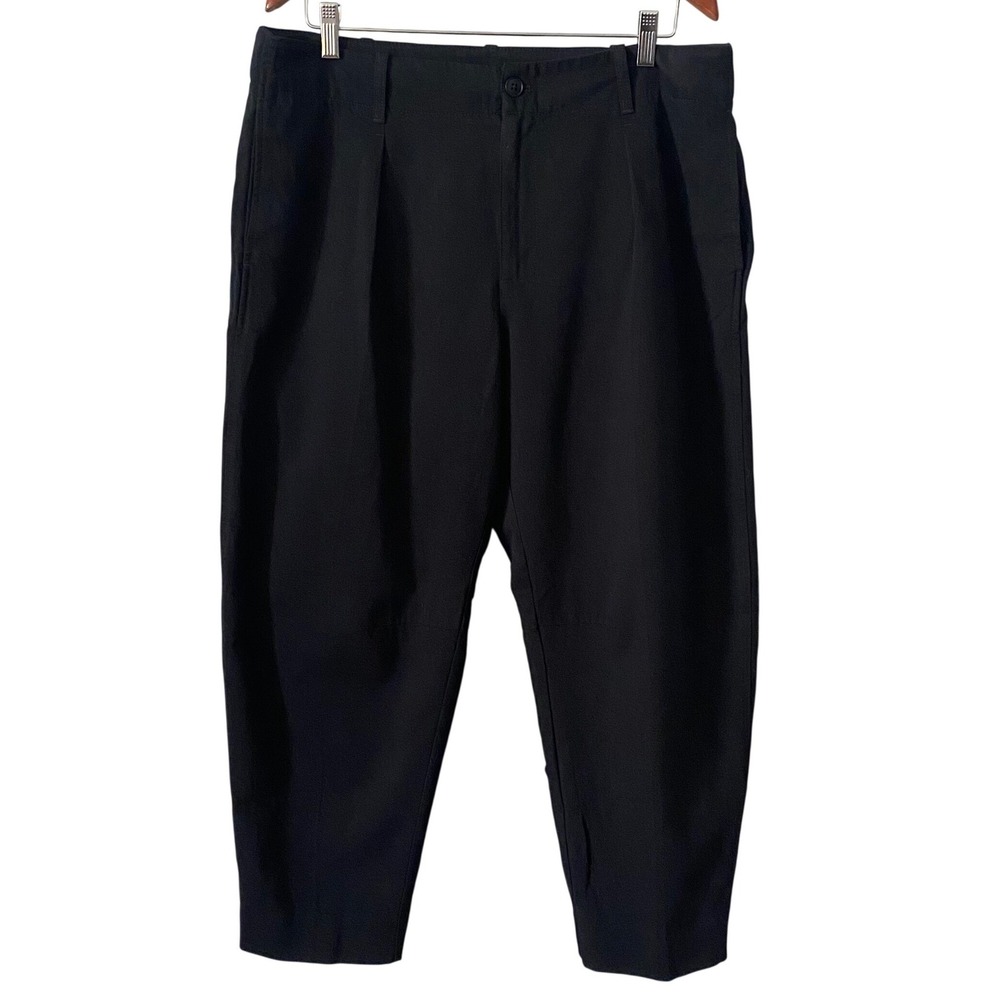 AYR The Bam Black Pleated Barrel Leg Cropped Trousers Pants Womens Sz 12